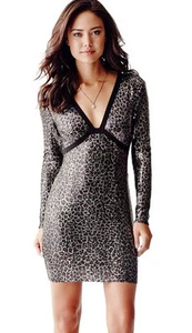 NWT GUESS $138!! Animal print Sequin Mini Dress Black M 6 - Picture 1 of 4