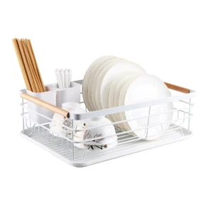 The Kitchen Galleria Carbon Steel & Beech Wood Dish Drying Rack - Picture 1 of 5