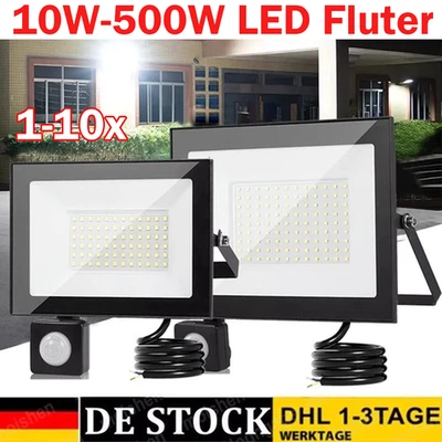 LED Fluter 10W 20W 30W 50W 100W 200W 300W 500Watt Außen Strahler Scheinwerfer DE - Bild 1 von 4