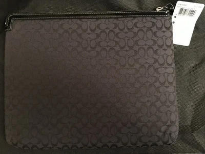 Coach Signature Tablet Sleeve Case Clutch Black Grey Jacquard iPad F61035 NWT - Image 1 of 4