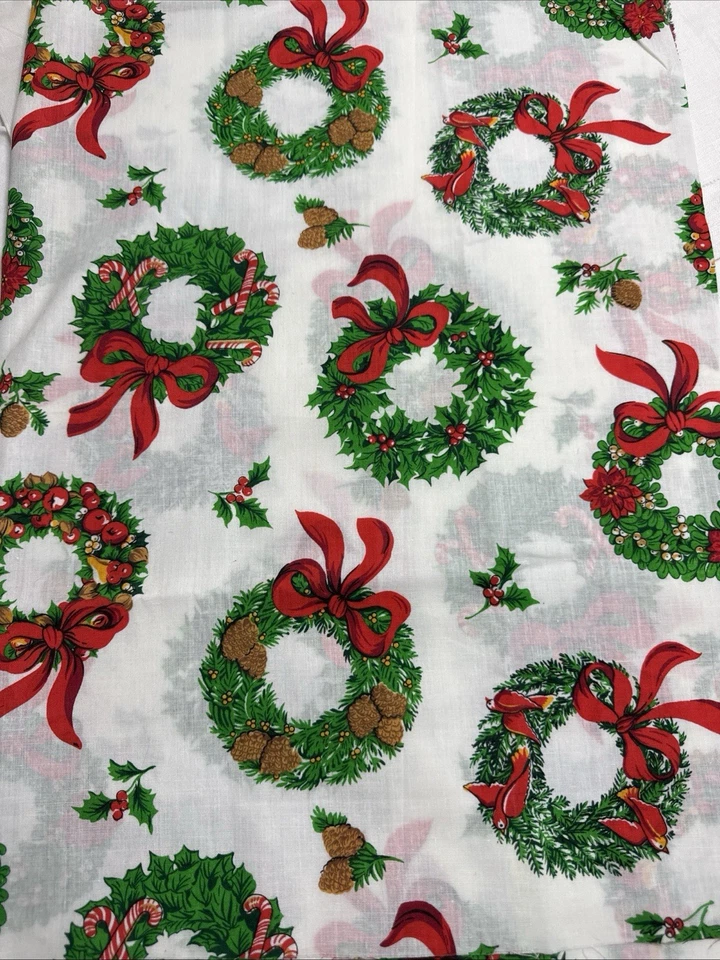 "Tela corona de Navidad vintage blanca acebo baya 20"" X 60""" Foto 1 de 4