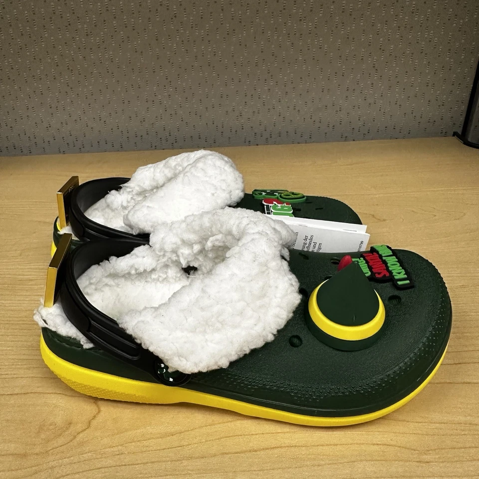 Youth Buddy The Elf × Crocs Fleece Lined Green Christmas Clogs Sz 1