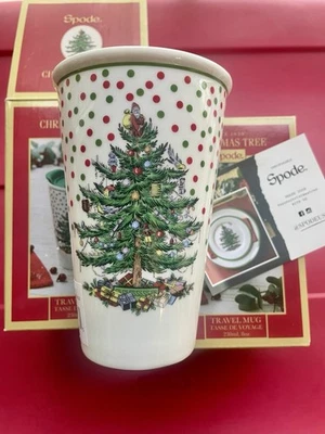 Spode Árbol de Navidad 8oz Taza de Viaje con Tapa de Silicona en Caja Juego de 2 NUEVO EN CAJA Foto 1 de 4