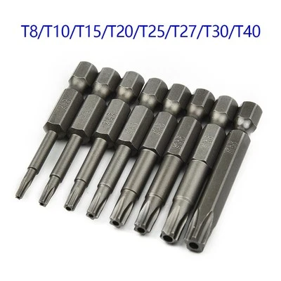 Bit T8/T10/T15/T20/T25/T27/T30/T40 For Electric Screwdrivers 1/4 Hex Shank - Image 1 of 4