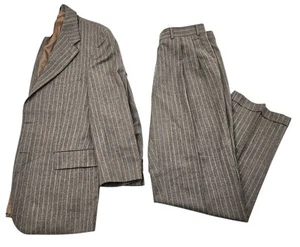 Bachrach Men Gray Stripped 100% Wool Suit: Blazer and Pants-41R- - Picture 1 of 12