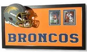 Denver Broncos Mini Helmet Display – Bo Nix Rookie & Patrick Surtain Cards - Picture 1 of 8