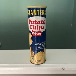Planters Potato Chips Open Canister 1970's 1980’s Mr Peanut Yellow Lid 4.5 OZ - Picture 1 of 5