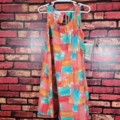 Bonnie Jean Girls 7 Watercolor Flowy Dress Button Knee Length Multicolor - Image 1 of 4