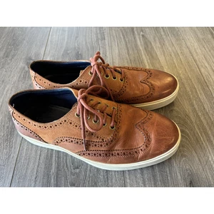 Cole Haan Cognac Leather Suade Wing Tip Lace Up Oxford Sneakers Shoes Size 9.5 - Picture 1 of 10