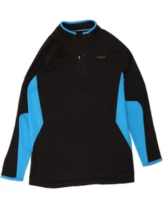 REEBOK Hombres Cremallera Cuello Pullover Chándal Top XL Negro Bloque de Color Poliéster BW12 - Imagen 1 de 4