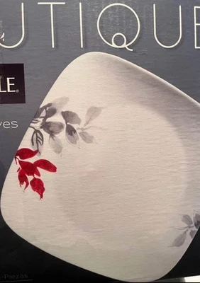 CORELLE BOUTIQUE VITRELLE "HOJAS KYOTO" 16 PIEZAS. VAJILLA CUADRADA CON TAZAS NUEVA  Foto 1 de 4