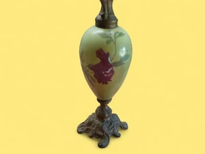 Antique Victorian Hand Painted Urn 36in To Top Of Fineal. 19in To Top Of Urn. - Picture 1 of 9