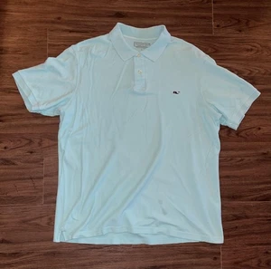 Vineyard Vines Polo Shirt Mens Large Light Blue Pique Whale Embroidered Cotton - Picture 1 of 6