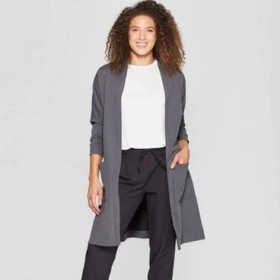 Cárdigan chaqueta larga MPG Sport para mujer talla grande gris negro Sian Open Duster  Foto 1 de 4