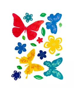 Spring Reusable Window Clings, Flowers & Butterflies (Yellows & Reds; 17 Clings) - Picture 1 of 1