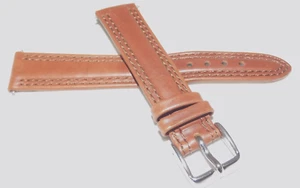 8" 204mm Regular Length Timex Padded Leather Brown 18mm Watch Band Silver Tone - Picture 1 of 7