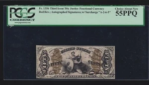 US 50c Fractional Currency Note w/Autographed Signatures FR 1356 PCGS 55PPQ (01) - Picture 1 of 2