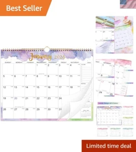 Brightly Colored 2025 Monthly Wall Calendar - 15 x 11.5 with Note Sections - Picture 1 of 9