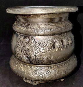 Antiguo o vintage (¿años 1880?) Olla/urna/jarrón Middletown Plate Co. de 5" - motivo floral - Imagen 1 de 7