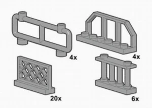 LEGO 2486 3185 6583 30055 10050 Bulk Lot Gray Grey Fences Railing Bar Train NEW - Picture 1 of 4