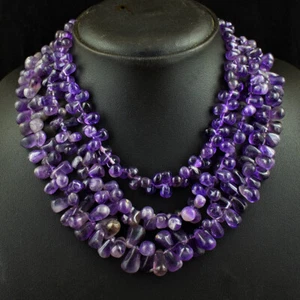 986 Cts Natural 3 Strand Purple Amethyst Beads Womens Necklace Jewelry JK 23E380 - Picture 1 of 3