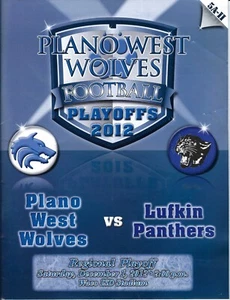2012 Lufkin Panthers vs Plano West Texas High School programa de fútbol americano de playoffs - Imagen 1 de 1