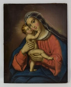 Um 1850. Altes Gemälde „Madonna mit dem Kind in den Armen“, Öl 69 x55,5 cm - Bild 1 von 9