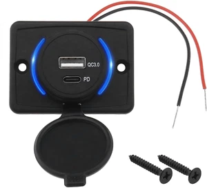 Type C USB Car Charger Socket Power Outlet with Dustproof Cap Dual Port QC3.0 US - Picture 1 of 12