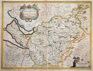 JANSSONIUS THE COUNTYE PALATINE OF CHESTER GRAFSCHAFT CHESHIRE NORDENGLAND 1638 - Bild 1 von 2
