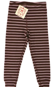 New NWT Girls Hanna Andersson Brown & Pink Striped Cotton Leggings 110 4 5 6 - Picture 1 of 4