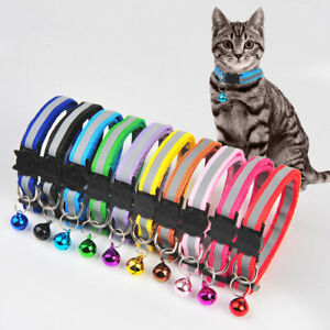 Reflective Kitten Cat Pet Collar Adjustable Bell Safety Quick Release Breakaway