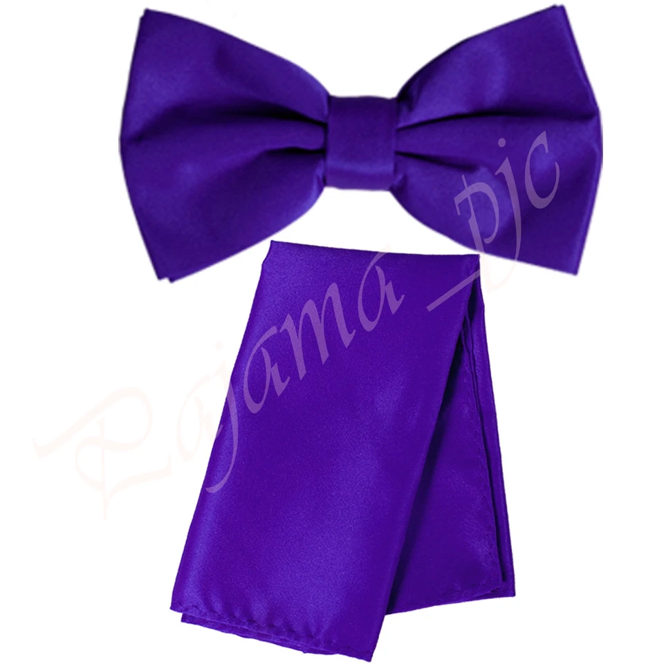 Nuevo conjunto de pajarita y pañuelo preatado mariposa lisa para hombre boda fiesta graduación Foto 1 de 1