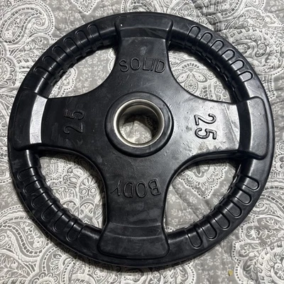 Placa de peso sólida corporal de 25 libras de segunda mano recubierta de goma olímpica Foto 1 de 4