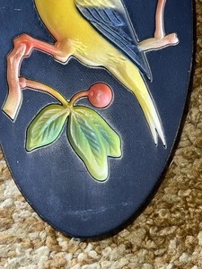 Vintage 1964 MILLER STUDIO 2 Goldfinch VOGEL Kreidegeschirr Wandbehang Plakette * MÄNGEL - Bild 1 von 18
