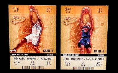 02/03  Fleer authentix Michael Jordan, Jerry Stackhouse, (wizards)  20 & 72 - Image 1 of 4