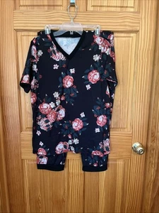 Damen 2 Stück Blumen Pyjama Capri Set Baumwolle Poly Mischung Gr. Large - Bild 1 von 5