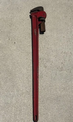 Vintage HEAVY DUTY 48” Cast Iron Steel Straight Pipe Wrench Red - Image 1 of 4