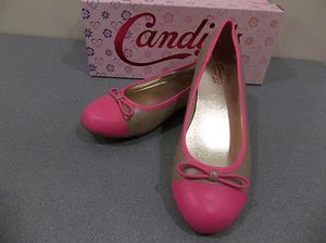 New in Box girls candies ballet flat hot pink brown tan shoes size 1 casual - Picture 1 of 3