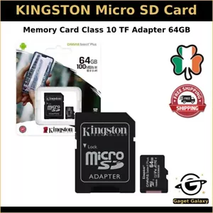 KINGSTON 64GB Micro SD SDHC Memory Card Class 10 TF Adapter 64 GB 100Mbps Speed - Picture 1 of 3