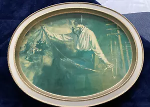 Vintage Limited Edition “Weavers of Speech" Oval Metal Tin Serving Tray Bell - Picture 1 of 6