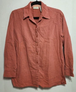 White Stag Womens Linen Rayon Brown Button-Up Blouse Shirt Top Size M 8-10 - Picture 1 of 14