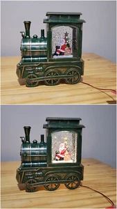 Musical Snow Globe Train Locomotive With Santa And Lights NEW - Picture 1 of 9
