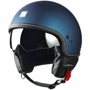 CASCO JET MOTOCUBO BLU OPACO VISIERINO PARASOLE MOTO SCOOTER OMOLOGATO ECER22