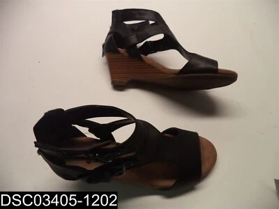 Talla 6.5 Mujer Croft & Barrow Negro Pastel Ortholite Cuña Punta Abierta Tacones Foto 1 de 4