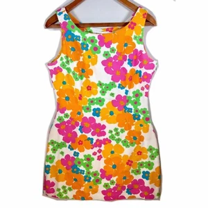 Rampage Groovy Floral Sheath Dress Bright Daisy Vtg 90s Y2K Sleeveless Size 9 - Picture 1 of 11