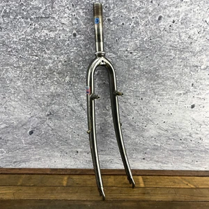 Vintage 700c Fork 1 in Threaded Lowrider Mounts 5.25 in Steel GRavel Tour Smoke - Picture 1 of 24