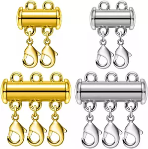 Necklace Layering Clasps Magnetic Slide Lock Clasp Necklace Connector Multi Stra - Picture 1 of 12