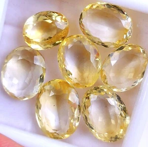 7Pc 71Cts Natural citrine Faceted Cabochon Gemstone Lot 18x15 13x10mm #R -10587 - Picture 1 of 7
