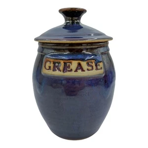 Barattolo grasso ceramica barattolo coperchio gocciolatoio pancetta grasso crock viola 8" - Foto 1 di 12