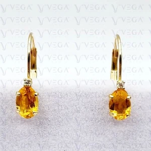 2.56Ct Oval Shape Natural Citrine & Diamond Drop Earring 14K Yellow Gold Plated - Picture 1 of 10